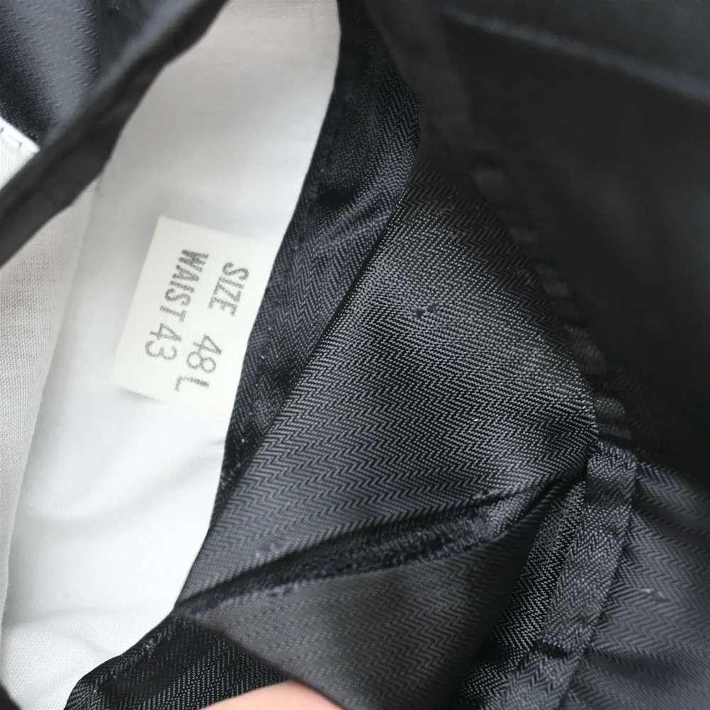 Vtg Y2K 2000s Boxy Double Breasted 48R 38x32 Black Striped Mens Suit